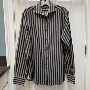 Robert Graham Gray Striped Shirt Size Medium